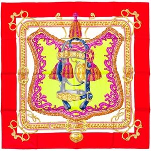NWT Hermes Scarf Carré 90 "Bride de Cour" in Red/Green